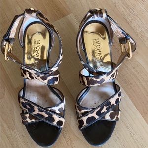 Michael Kors leopard fur heels size 6 US